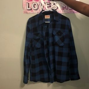 a plaid button up flannel